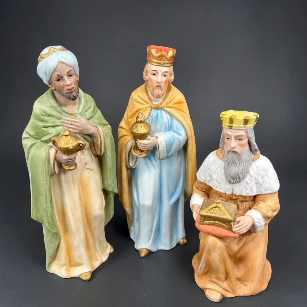 Homco Three Wise‎ Men Nativity Figurines Porcelain Christmas Magi Set of 3 Large